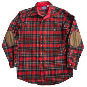 Pendleton Virgin Wool Prince Charles Edward Stewart Tartan Red Elbow Patch Med M